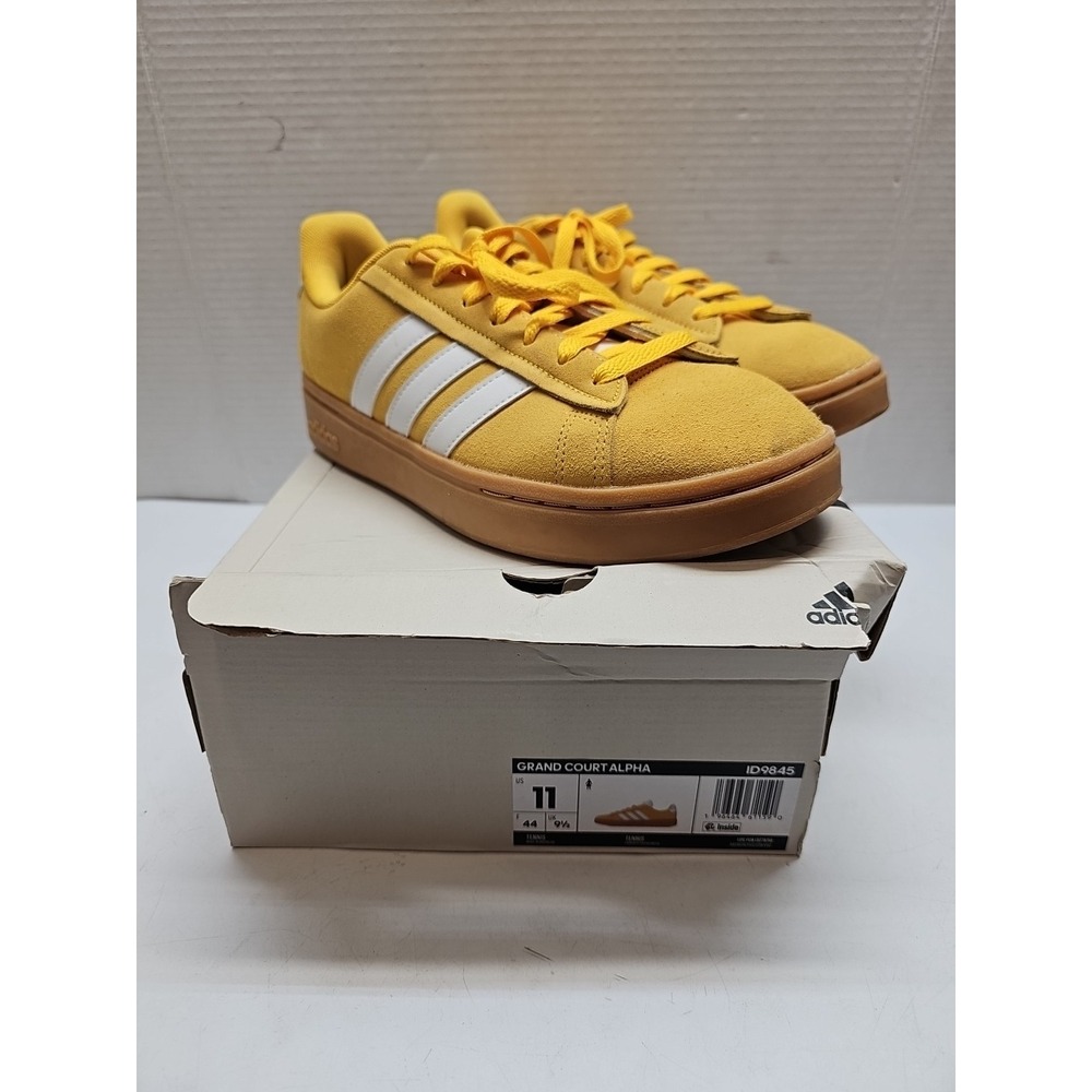 Adidas Grand Court Alpha Yellow Suede Sneaker with Gum Sole Size 11 - Picture 1 of 14
